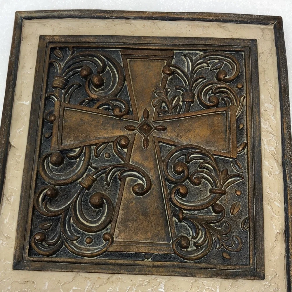 Decorative Cross Wall Plaque Carved With Inspirational Bible Verse Quote Resin